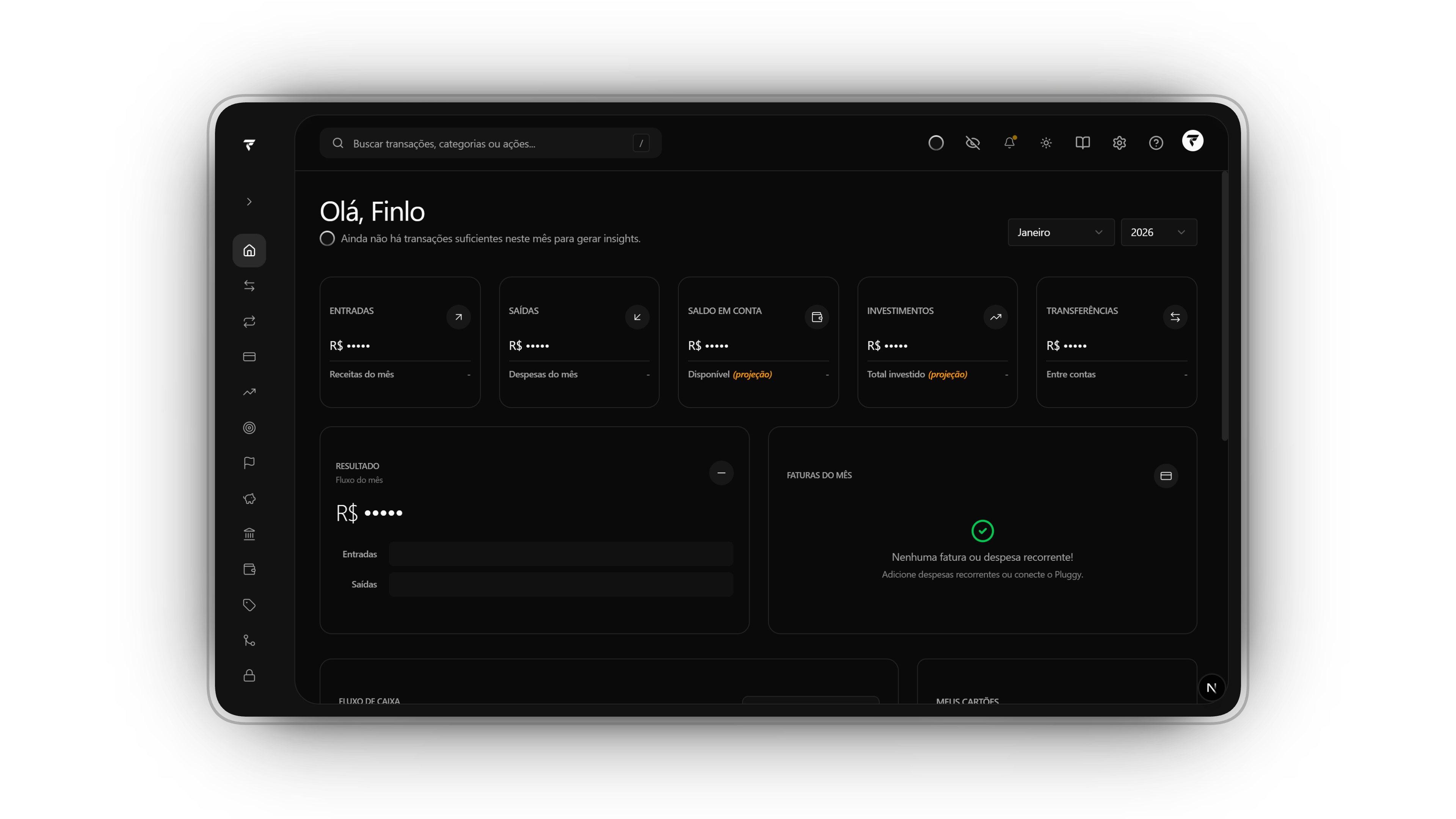 Finlo Dashboard Preview (Escuro)